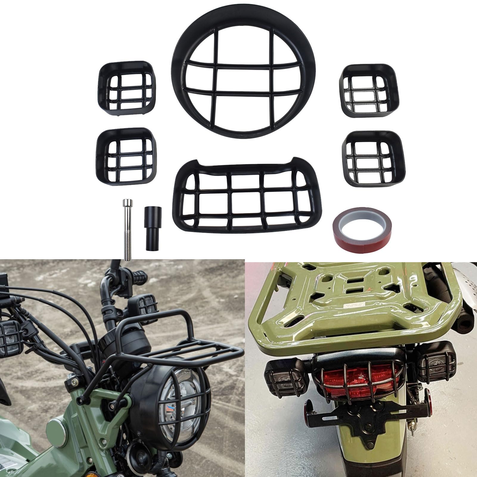 Midimttop Scheinwerfergrillabdeckung, vordere Blinkerlinse, ABS-Kunststoff, hintere Blinkerabdeckungen, Blinkerschutz, passend Replacement for Hunter Cub CT 125/Trail 125 2020 2021 2022 2023 2024 von Midimttop