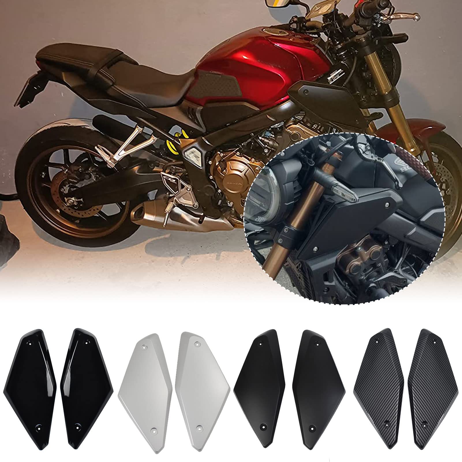 Midimttop Motorrad Zubehör für CB650R CBR650R CB 650 R CBR 650R 2019 2020 2021 2022 2023 Vorderseite Rahmen Seite Panel Abdeckung Shell Schutz Abdeckung des Lufteinlasses (Matt-schwarz) von Midimttop