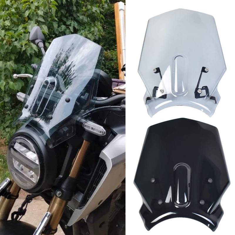 Midimttop Motorrad für CB125R CB300R CB 125R CB 300R 2020 2021 2022 2023 Doppel blase Windschutz scheibe Windschutz scheibe Windabweiser Visier Motorrad zubehör (Leichter Rauch) von Midimttop