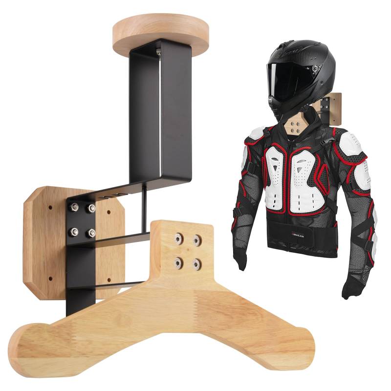 MIDINGCHAI Helmhalterung Wand, Motorradhelm Halterung, Helm Halterung Wand, Helmhalter für Motorrad Fußball Taktische Ausrüstung Geeignet, Hergestellt aus Edelstahl und Holz von MidingChai