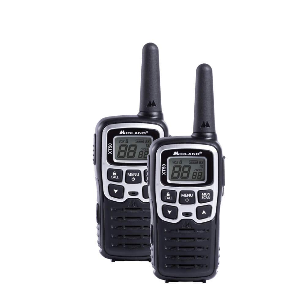 Midland XT50 PMR-Walkie Talkies, C1178, 2X leistungsstarke Funkgeräte für Kinder und Erwachsene, mit LCD-Display und Micro-USB-Ladebuchse von Midland