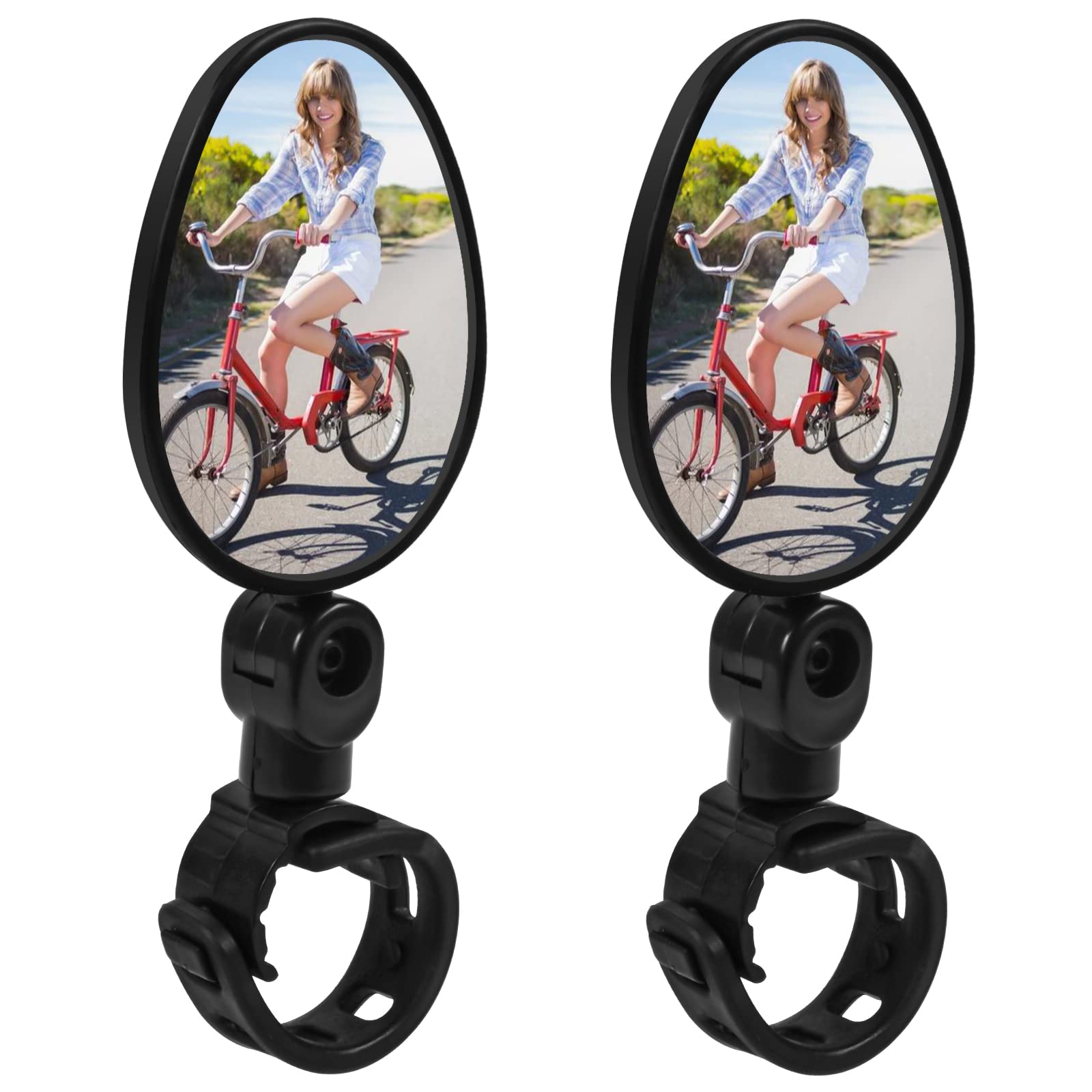 2 Stück Fahrrad Rückspiegel Lenkerspiegel, 360° Drehspiegel Verstellbar Oval Fahrradspiegel, Klappbar Verstellbarer Fahrrad Sicherer RüCkspiegel HD Fahrradspiegel, für Mountainbike, E-Bike, Motorrad von Mikihat