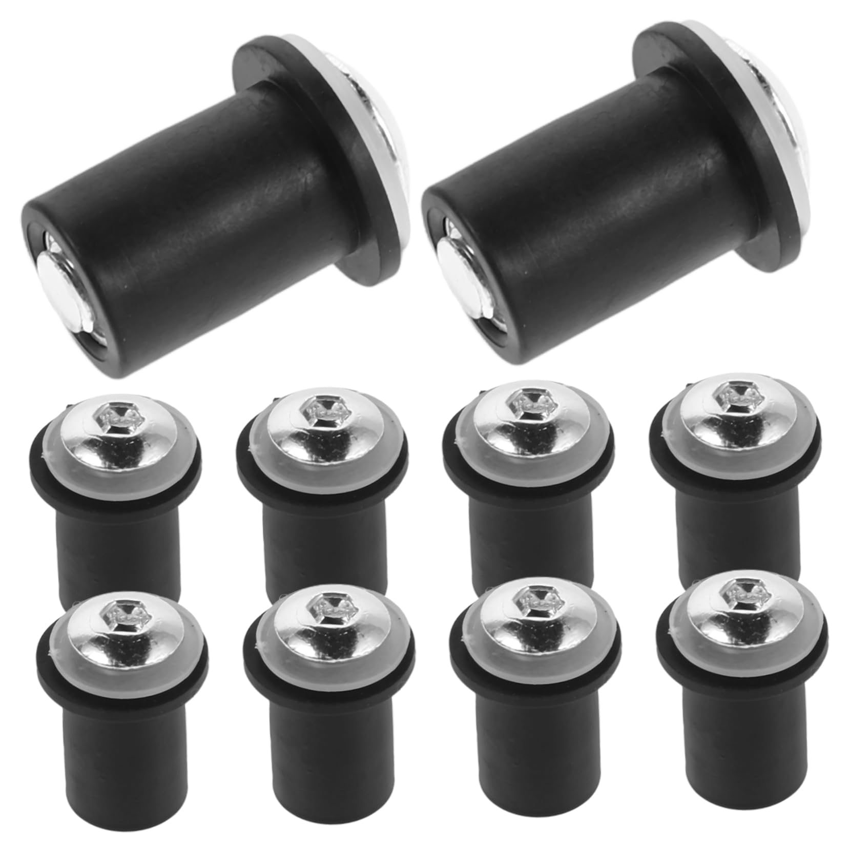 Mikinona 10 Stück Alu-windschutzscheibenschrauben Wellnut-schraubensatz M5 X 16 Mm Windschutzscheiben-einbausatz, Funktioniert Auf OEM- Oder Aftermarket-windschutzscheiben, Schwarz von Mikinona