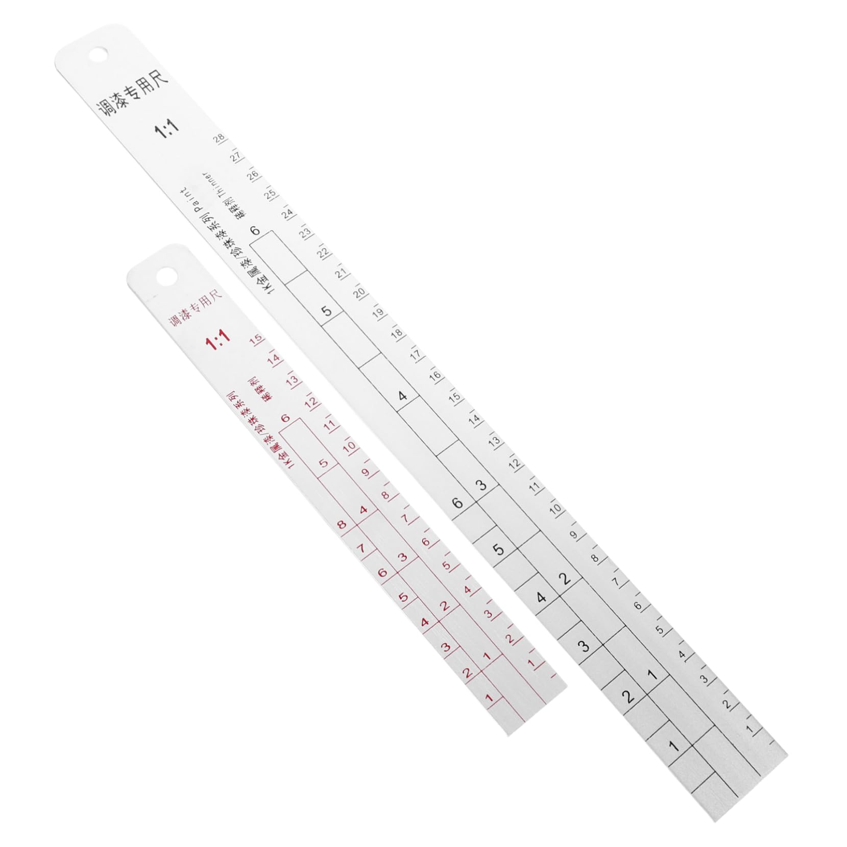 Mikinona 2 Stück Fahrzeug Lackmischskala Edelstahl Lineal Zum Messen Und Mischen Der Autolackfarbe Werkzeuge Für Genaue Lackmessung von Mikinona