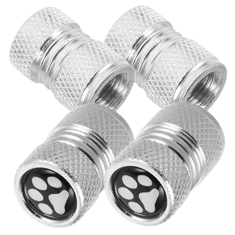 Mikinona 4Pcs Auto Reifenventilkappe Auto zubehör autoreifen ventilkappen Reifenventil Kappen Auto zübehör Abdeckung für Reifenventilschaftkappen LKW-Accessoires für Männer Metall Silver von Mikinona