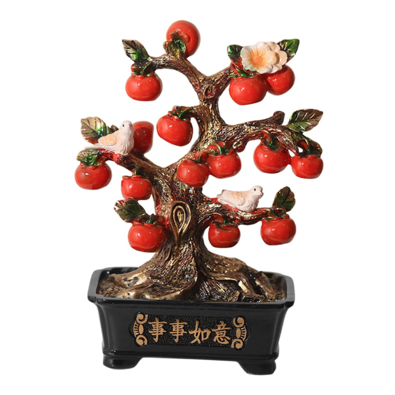 Mikinona Kakibaum, Simulierte Topfstatue, Traditionelle Chinesische Ruyi-kaki-skulptur, Heimdekoration, Einweihungsgeschenk, Neujahr, Tischdekoration von Mikinona