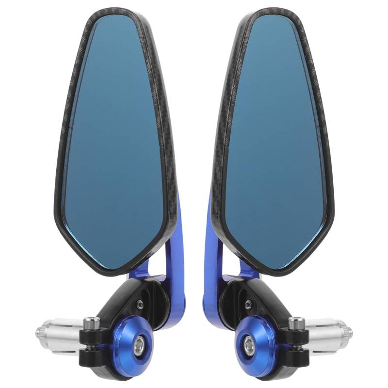 Mikinona Retro Rückspiegel E Geprüfte Lenker Spiegel Für Scooter Roller ATV Moped Weitwinkel Rückansicht Carbonfaser Design Mit Blauen Gläsern von Mikinona