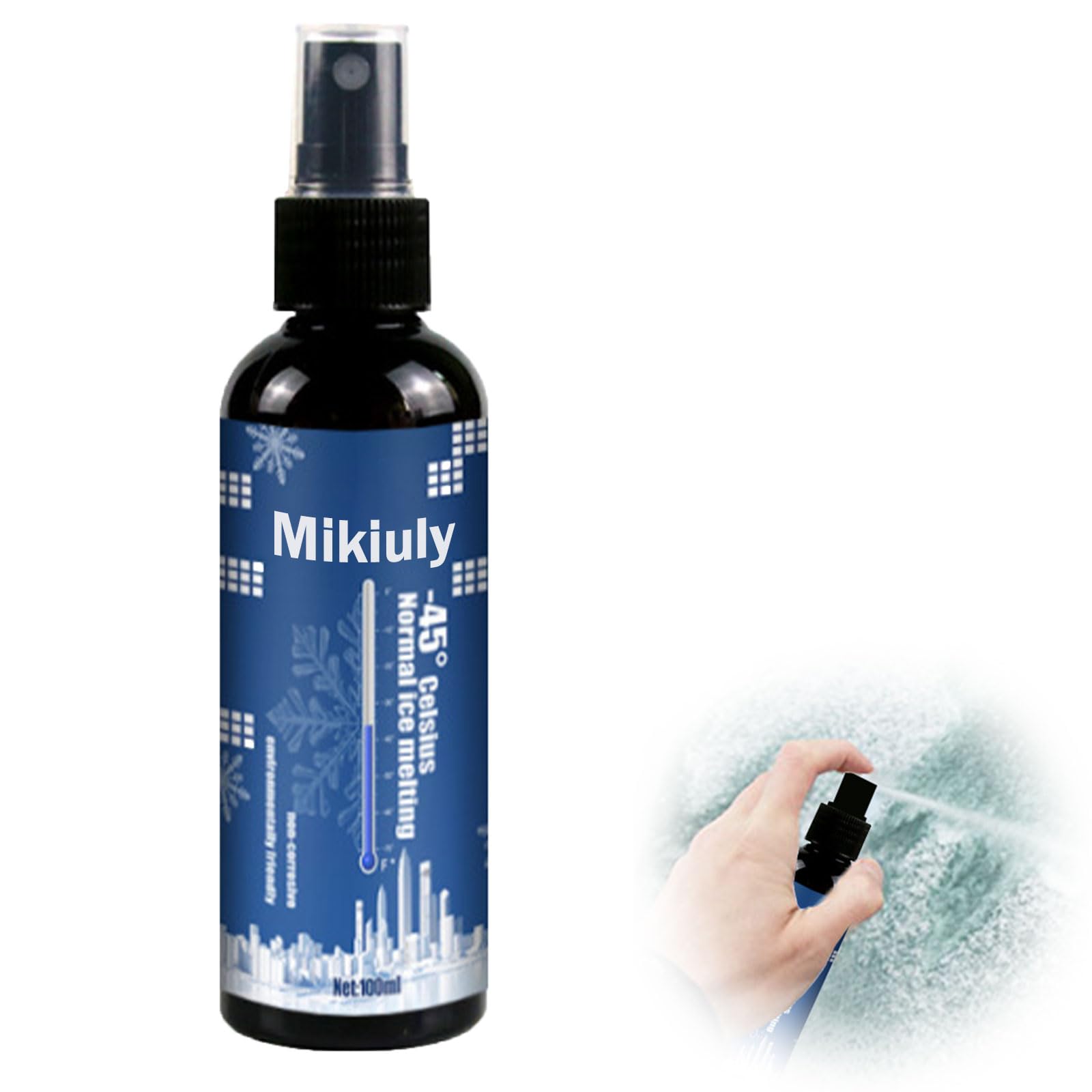 Enteiserspray, Enteiserspray Auto, Scheibenenteiser Spray, Scheibenenteiser Spray Auto, Anti Eis Spray Auto, Enteisungsmittel Auto, Scheiben-Entfroster, für Auto-Scheiben Spiegel Scheinwerfer, 100ml von Mikiuly