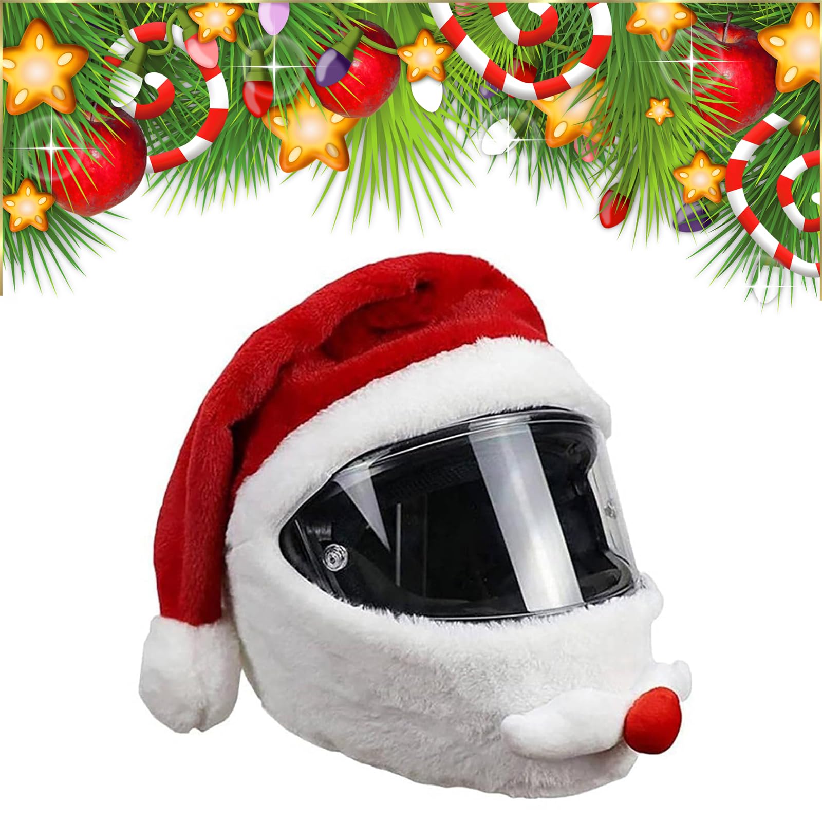 Motorrad Helm Abdeckung Weihnachtsmann,Weihnachtsmann Motorradhelm Überzug,Motorradhelm Überzug Weihnachtsmann,Motorrad Helmüberzug,,Weihnachtsmütze Motorradhelmbezug, Rot (Helm Nicht Inbegriffen) von Mikiuly