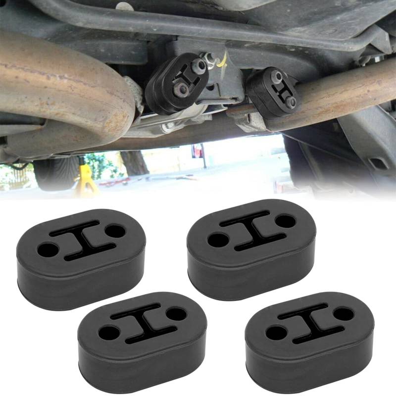 Mikqky 4 Stück Gummi Auspuff Aufhänger, Universal Auto Auspuffhalterung, Suitable for All Vehicles, To Protect The Rear System, 2 Holes 12mm, Black von Mikqky