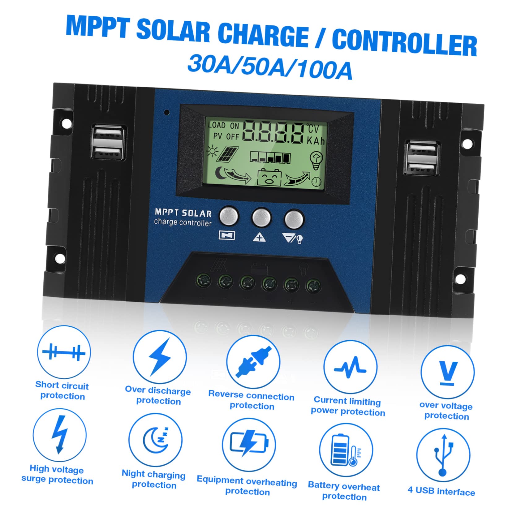 Milisten Solarregler Generator Solarenergiebank tragbares Ladegerät Solar- Sonnenkollektor solarpanel laderegler Solarstromregler Solarpanel-Controller mppt Solarladeregler 30a PV-Regler von Milisten