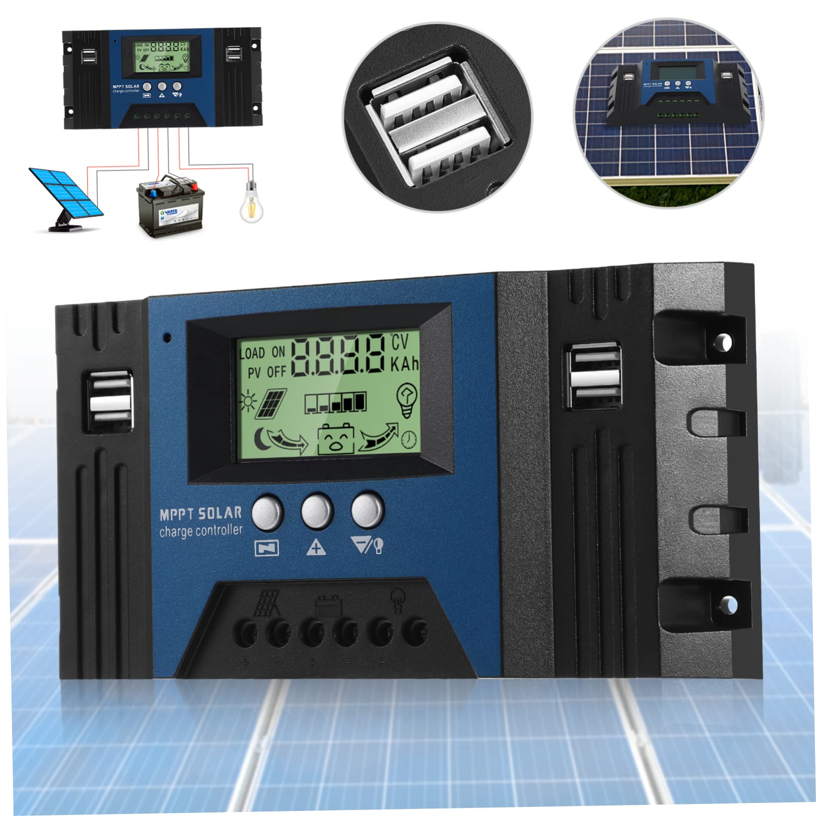 Milisten Solarregler Generator Sonnenkollektor Auto Solar- Ladegeräte Solarladeregler 12v Solarpanel-controller Mppt Solarmodulregler 24v Mppt Solarladeregler 24v Solarladeregler 100a von Milisten