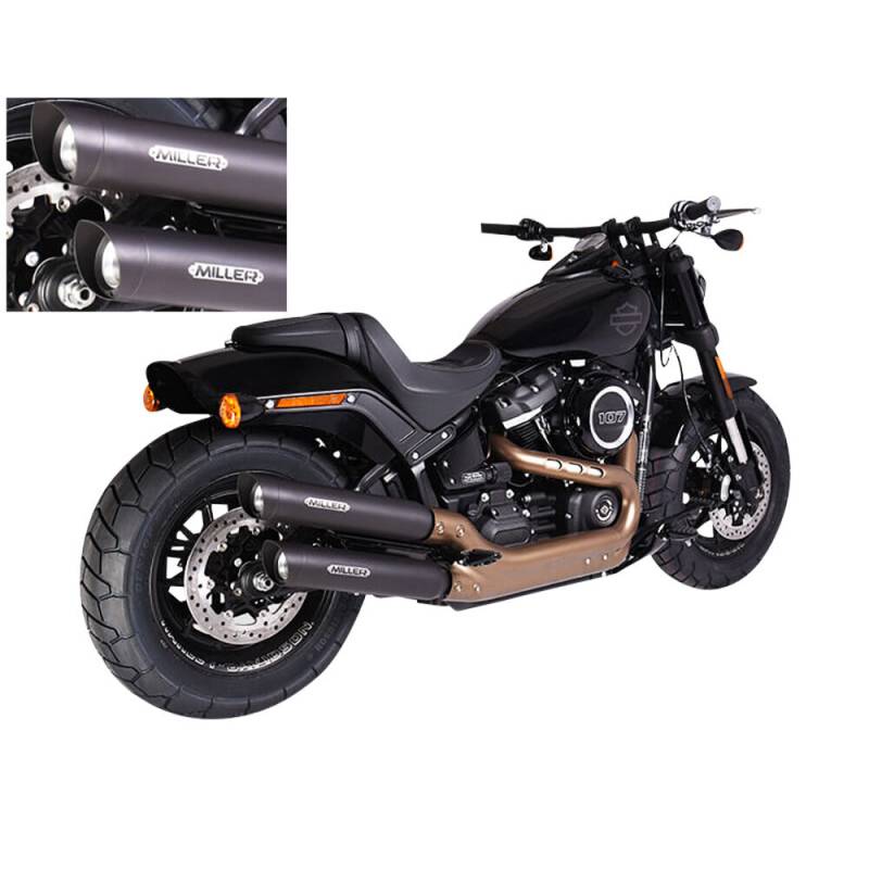 Miller Exhaust Auspuff slip-on Paar SlashCut schwarz/schwarz für Harley-Dav von Miller Exhaust