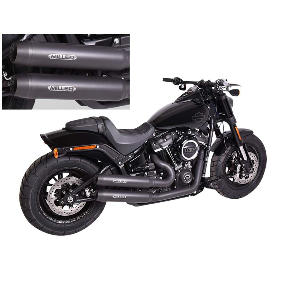 Miller Exhaust Auspuff slip-on Paar Tapered Bronco schwarz/schwarz für Harl von Miller Exhaust