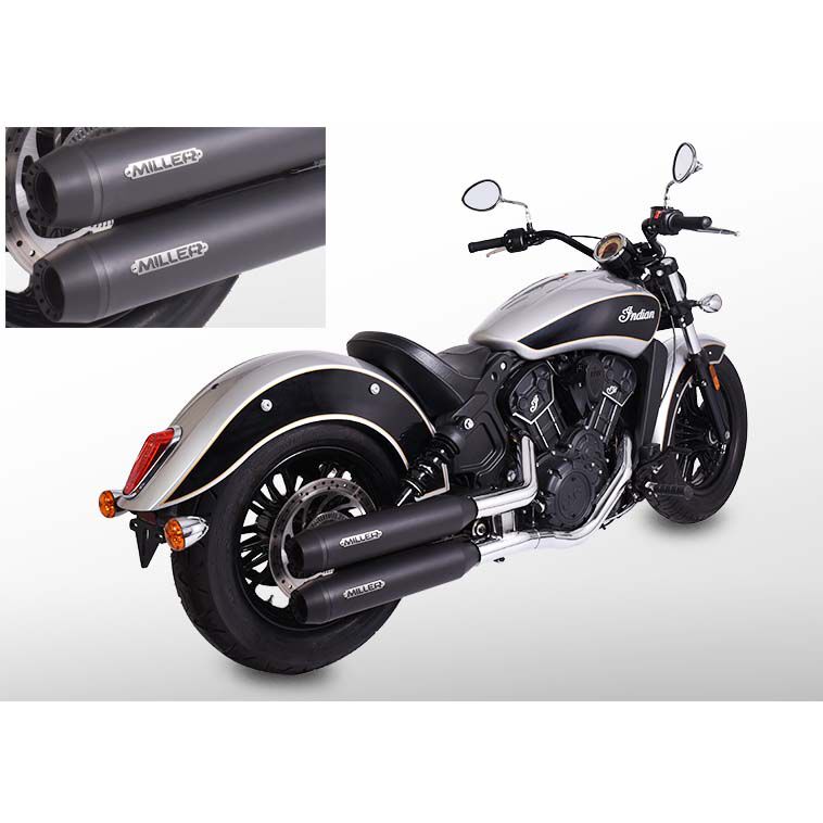 Miller Exhaust Auspuff slip-on Paar Tapered schwarz/schwarz für Indian Scou von Miller Exhaust