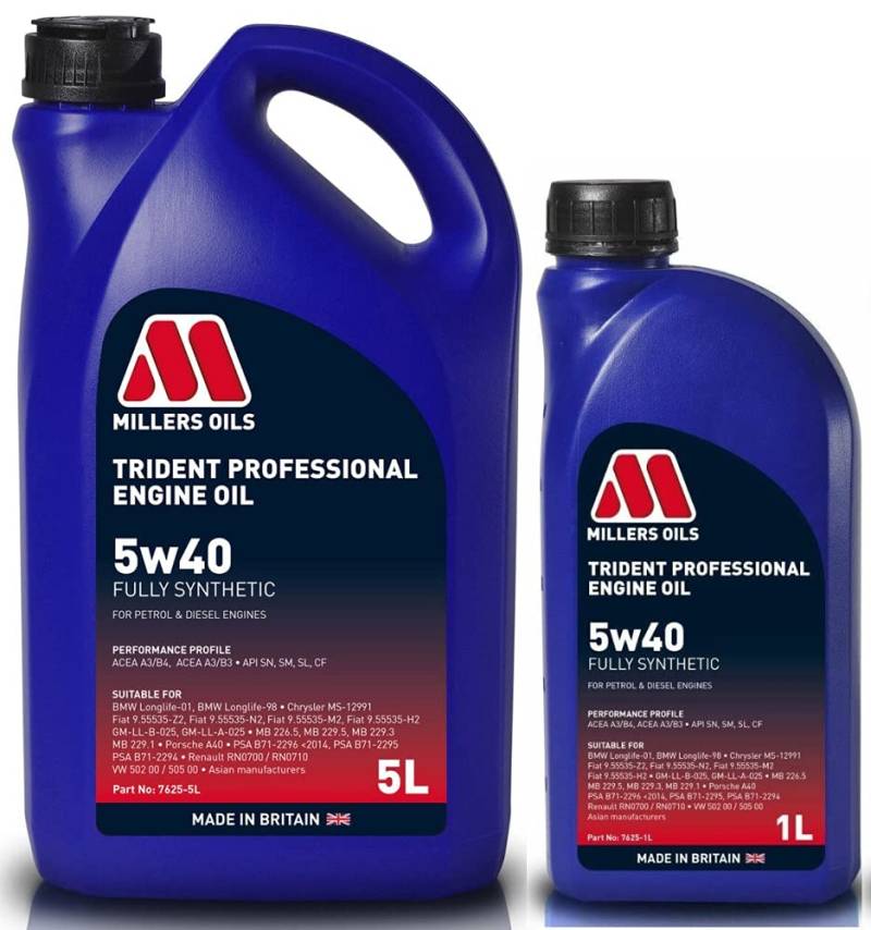 Millers Oil Trident 5W40 Motorenöl, 6 Liter von Millers Oil