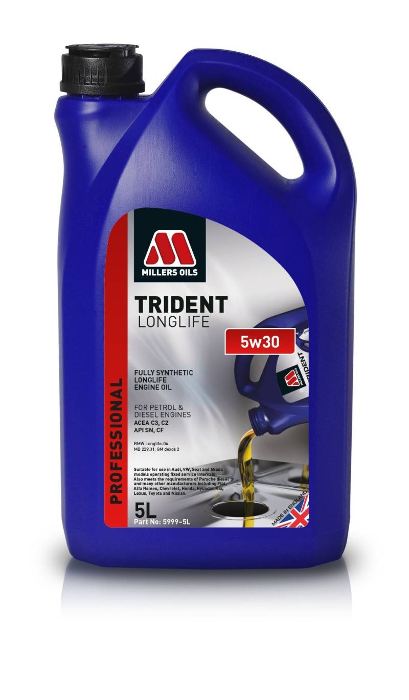 Millers Oils – Trident Longlife 5 W30 Voll Synthetisches Motoröl, 5 Liter von Millers Oils