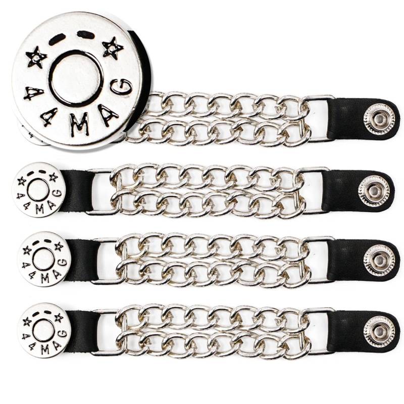 Milwaukee Leather 44-Magnum Dial Vest Extender Double Chrome Chains Genuine Leather 16.5 cm Extension 4Pcs MLA6002SET - 4 Inch von Milwaukee Leather