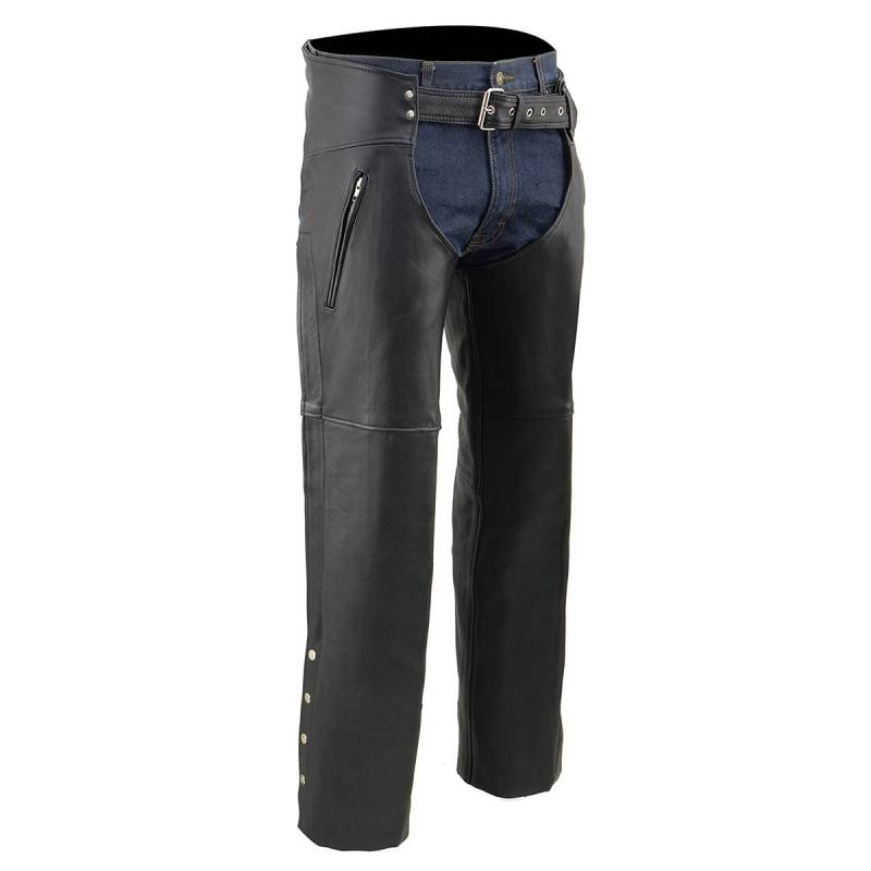 Milwaukee Leather Chap-SH1190-5X-Large Herren-Chaps für Herren, Leder, Reißverschluss, Oberschenkeltasche, Netzfutter, Motorradfahrer, Schwarz von Milwaukee Leather