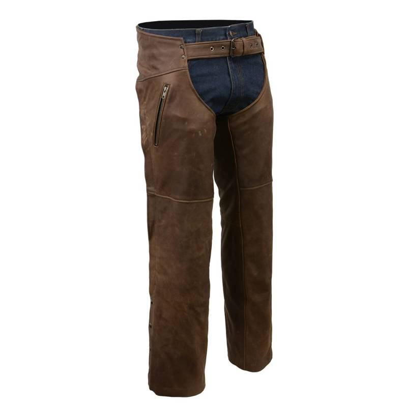 Milwaukee Leather Herren MLM5518 Vintage Crazy Horse Brown Slash Pockets Leather Chaps, braun, Medium von Milwaukee Leather