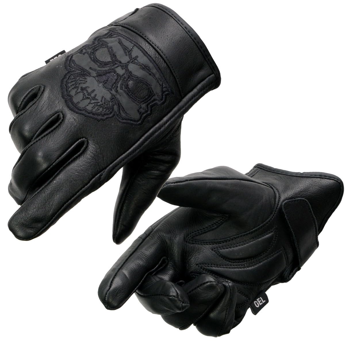 Milwaukee Leather MG7571 Herren Lederhandschuhe Reflective Skull, Schwarz mit Cool Tec-Technologie, Größe XXL von Milwaukee Leather