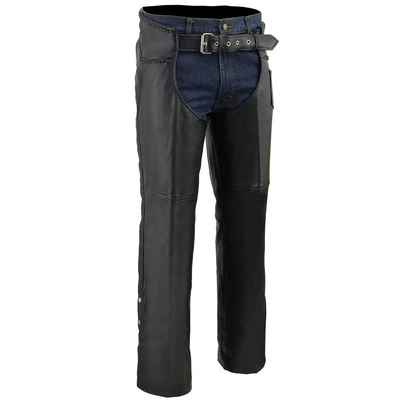 Milwaukee Leather ML1135 Motorrad-Chaps für Herren, Leder, geflochten, Größe L, Schwarz von Milwaukee Leather