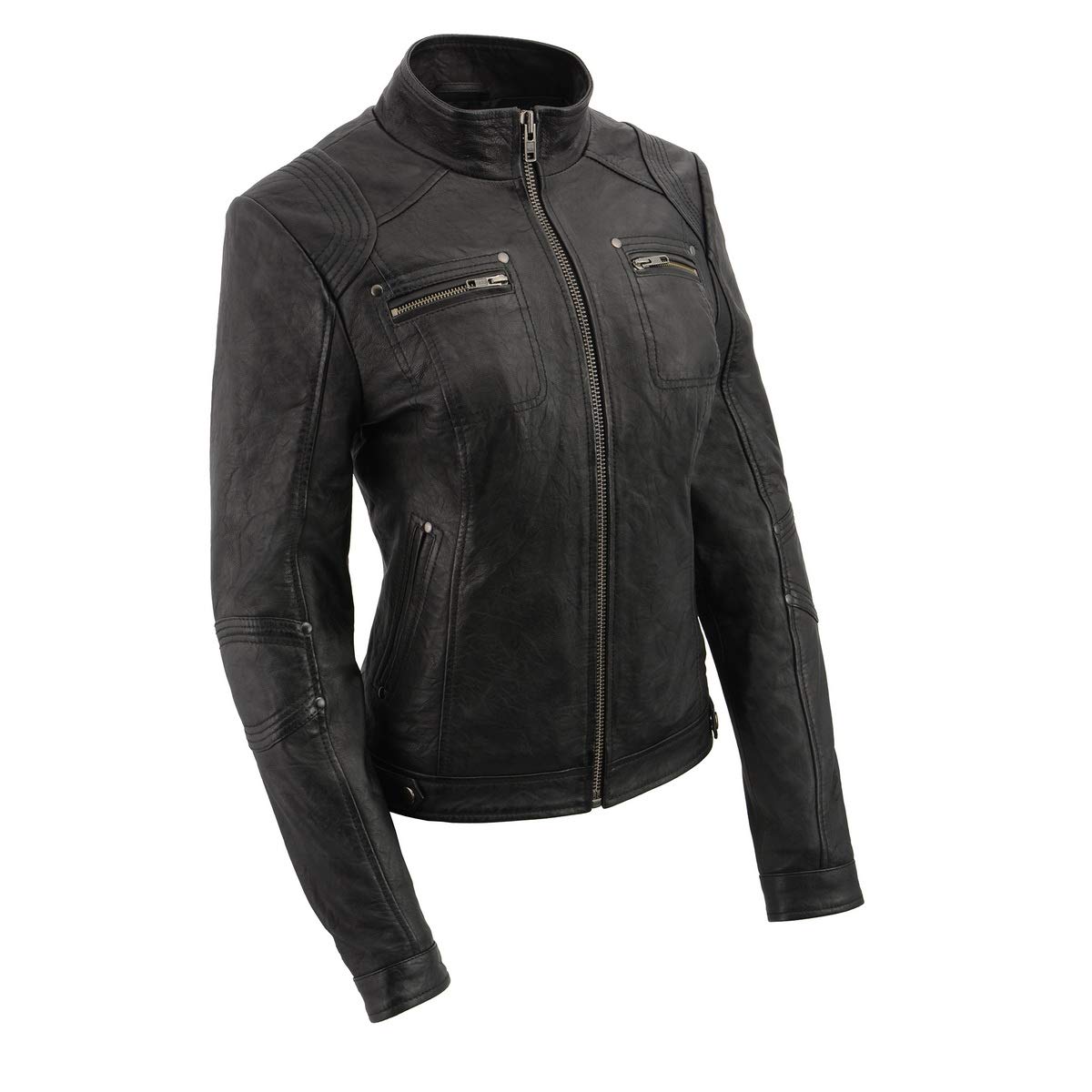 Milwaukee Leather SFL2801 Damen Lederjacke Racer, mit Stehkragen, Größe L, Schwarz Milwaukee Leather SFL2801 Damen Lederjacke Racer, mit Stehkragen, Größe L, Schwarz von Milwaukee Leather
