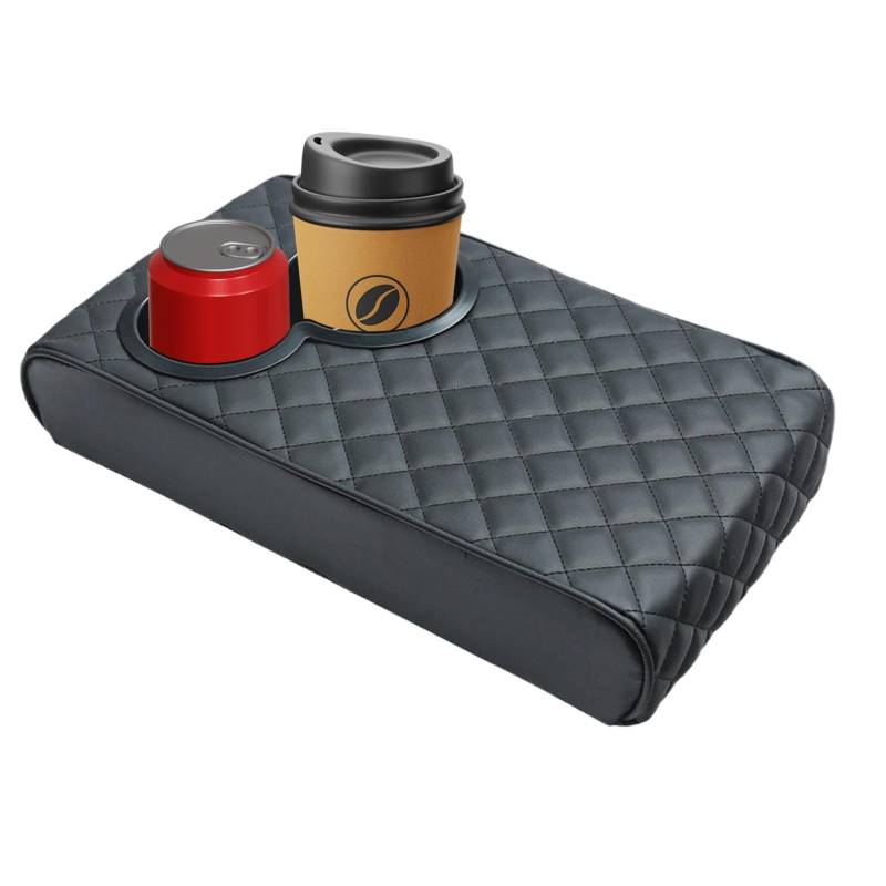 Aufbewahrungsbox für die Armrest Storage Box | Breathable Armrest Pad für bequeme Fahrten | Vielseitiges Armrest Kissen mit Cup Holder für Most Cars Breathable Car Armrest Cushion | Passend für von Mimoqk