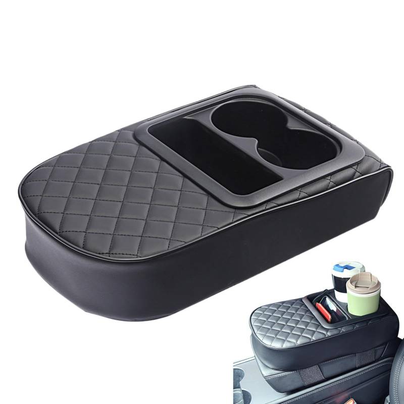 Car Center Console Cover, Waterproof Arm Rest Box for Center Console, 35x21cm Storage Organizer with Cup Holder, Stylish Protector for Most Car Models, Easy to Clean Console Mat von Mimoqk