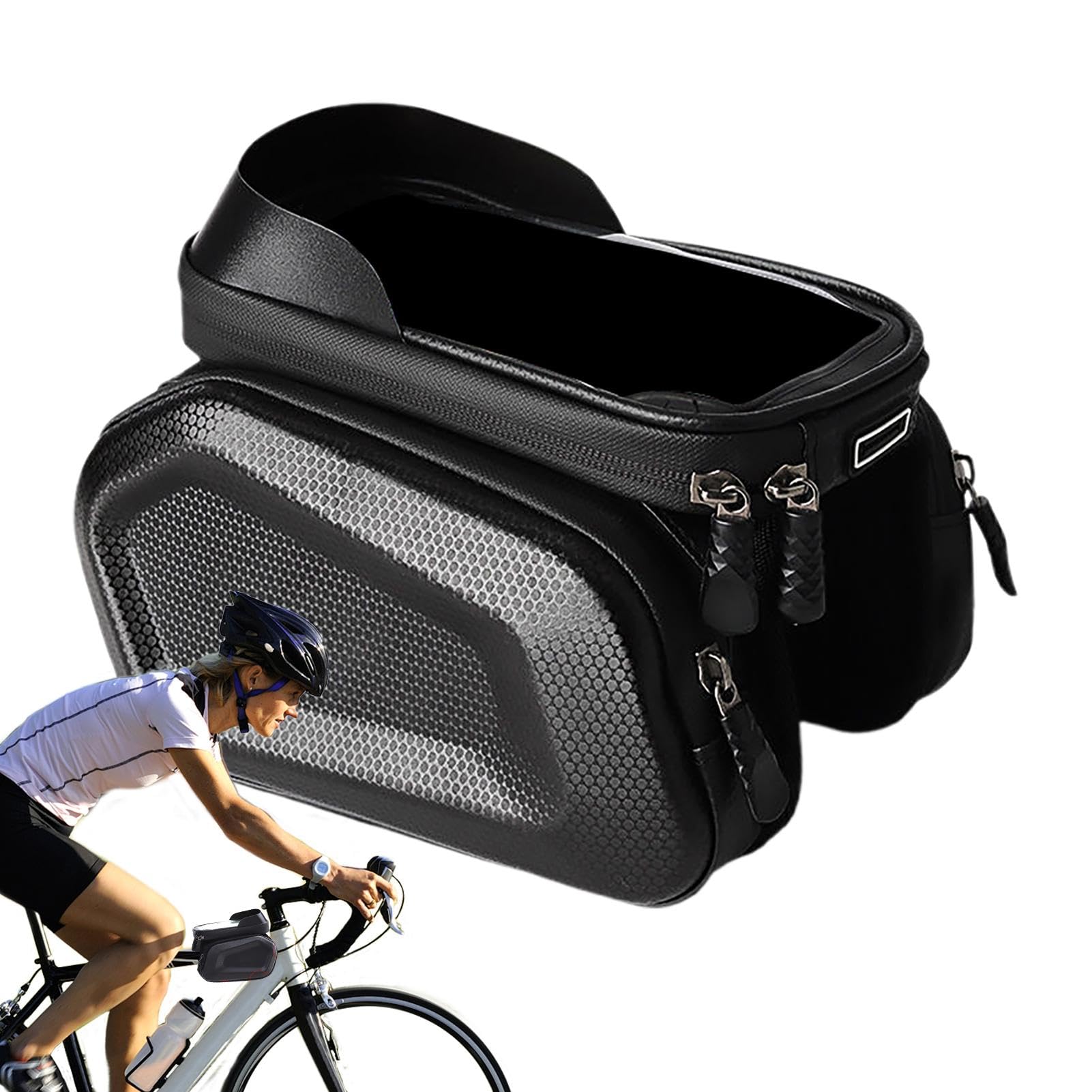 Fahrradtelefon Rahmentasche | Wasserdichte Fahrradtelefonhalterung | Leichte Fahrradrahmen-Aufbewahrungstasche | TPU Touchscreen Organizer für Radfahrer-Abenteuer von Mimoqk