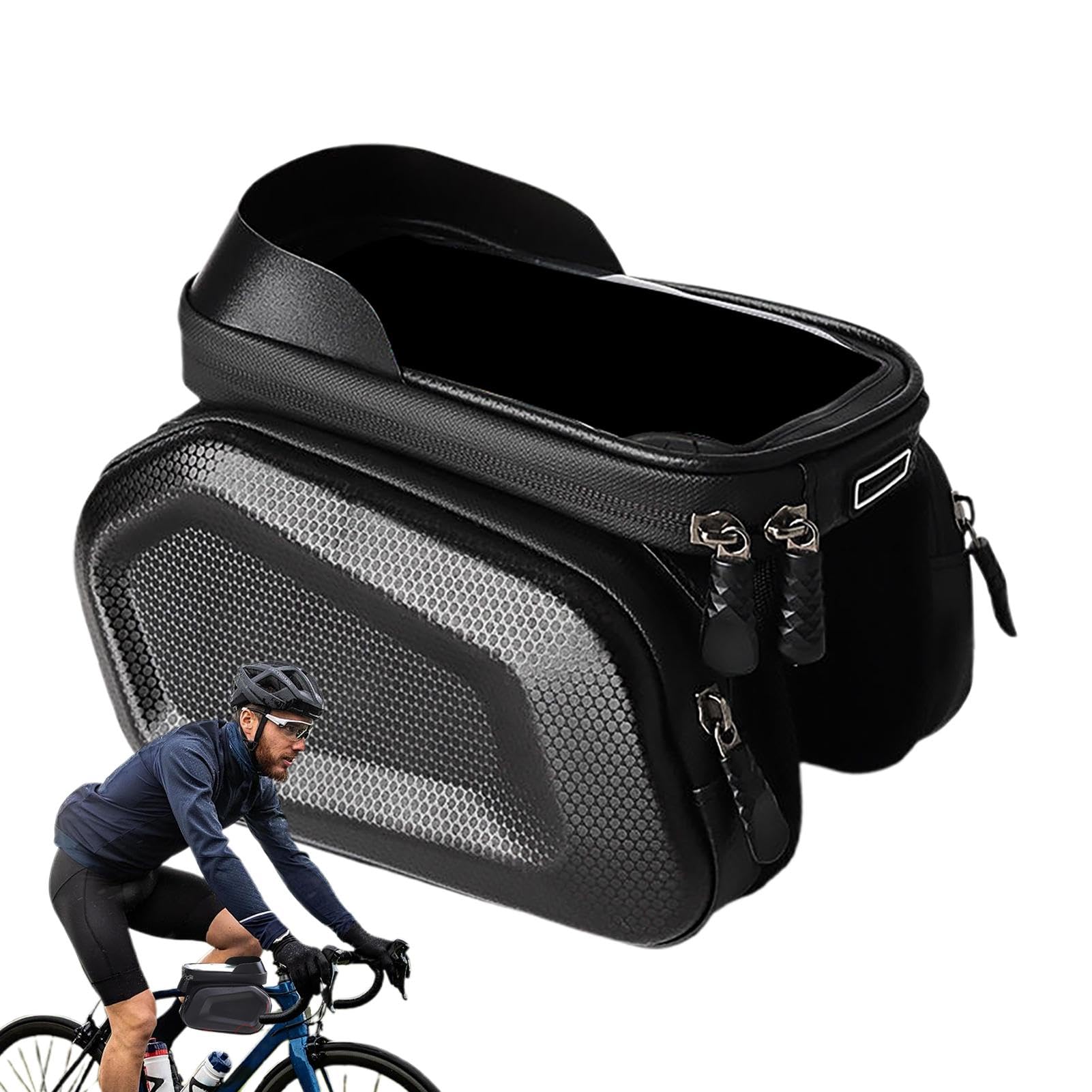 Mimoqk Cycle Phone Holder Bag, Waterproof Cycle Phone Holder, Cycle Phone Mount Bag, Phone Holder Top Tube, TPU Phone Touch Holder, Road Phone Holder, for Cycling Top Tube Bag von Mimoqk