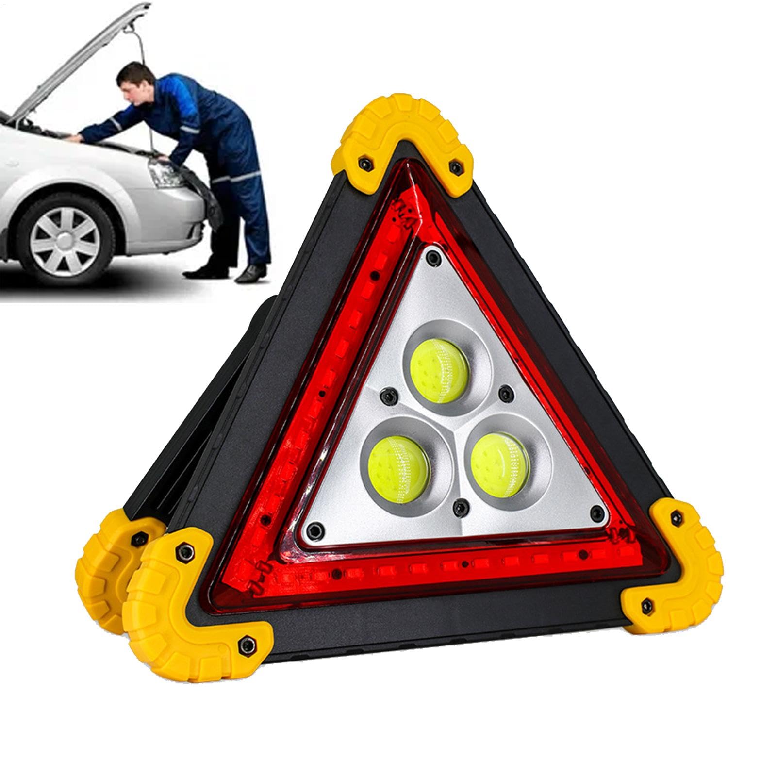 Mimoqk LED Warning Triangle, Foldable Road Triangle, Portable Safety Sign, Quick Charge, Bright & Eye-Catching, Lightweight Design, 22x20.5x2cm, Ideal for Roadside Emergencies von Mimoqk