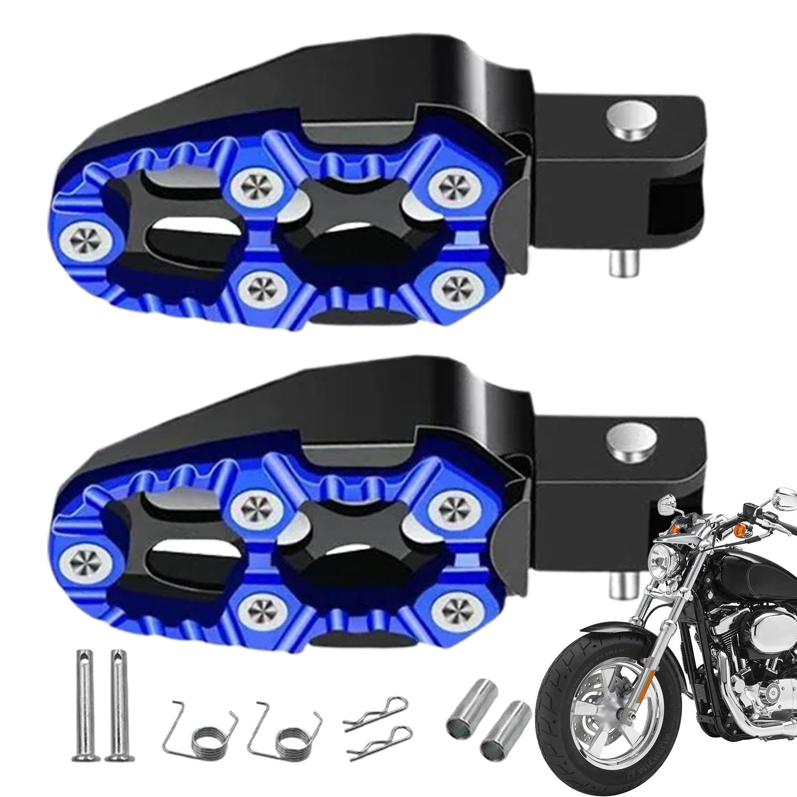 Mimoqk Motorradrasten,Fußrasten für Motorräder - Motorrad-Highway-Fußrasten - Robuste Beifahrerpedale, Hinterpedal aus Aluminiumlegierung, rutschfeste Pedalhalterung für Outdoor-Abenteuer von Mimoqk