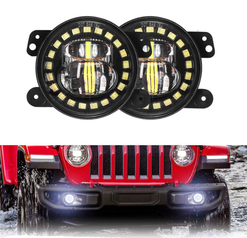 4 "LED Nebelscheinwerfer für 2007-2018 Wrangler JK JKU TJ LJ Freedom Edition von Miners2000