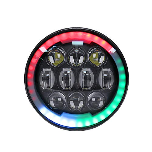 Miners2000 5,75 Zoll RGB-Abblendlichtscheinwerfer für HD-Motorrad, Weiß, Schwarz von Miners2000