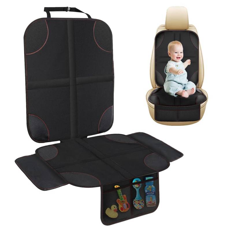 Mineup Kindersitzunterlage Auto, Kindersitzunterlage Passend für ISOFIX, Autositzschoner Unterlage, rutschfest Sitzschoner Auto Kindersitz, Auto Sitzschoner, Autositzauflage mit Netztasche von Mineup