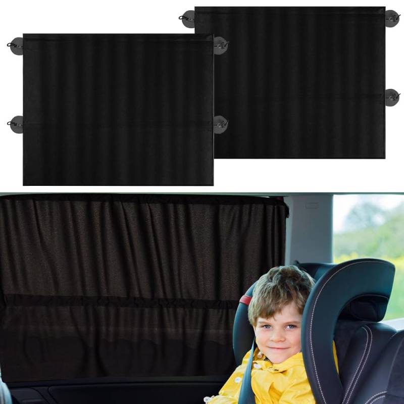 Mineup Universal Sonnenblende Auto Kinder, 2 Stück 65x50cm Auto Sonnenschutz Baby, Auto Seitenfenster Schatten für Seitenfenster UV-Schutz Hitzeschutz von Mineup