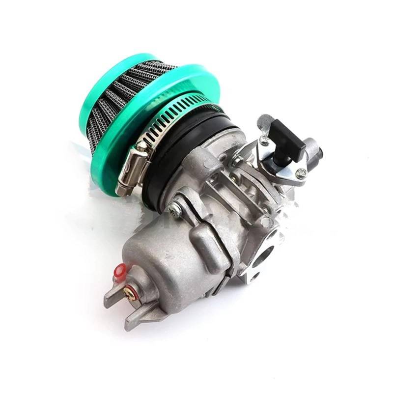 Motor Vergaser Für 2-Takt 47ccm 49ccm Motor Mini Moto Pocket Bike Go Kart Buggy ATV Quad Mit Pod 42mm Luftfilter Vergaser Vergaser Carb(Green Set) von Mingbereit