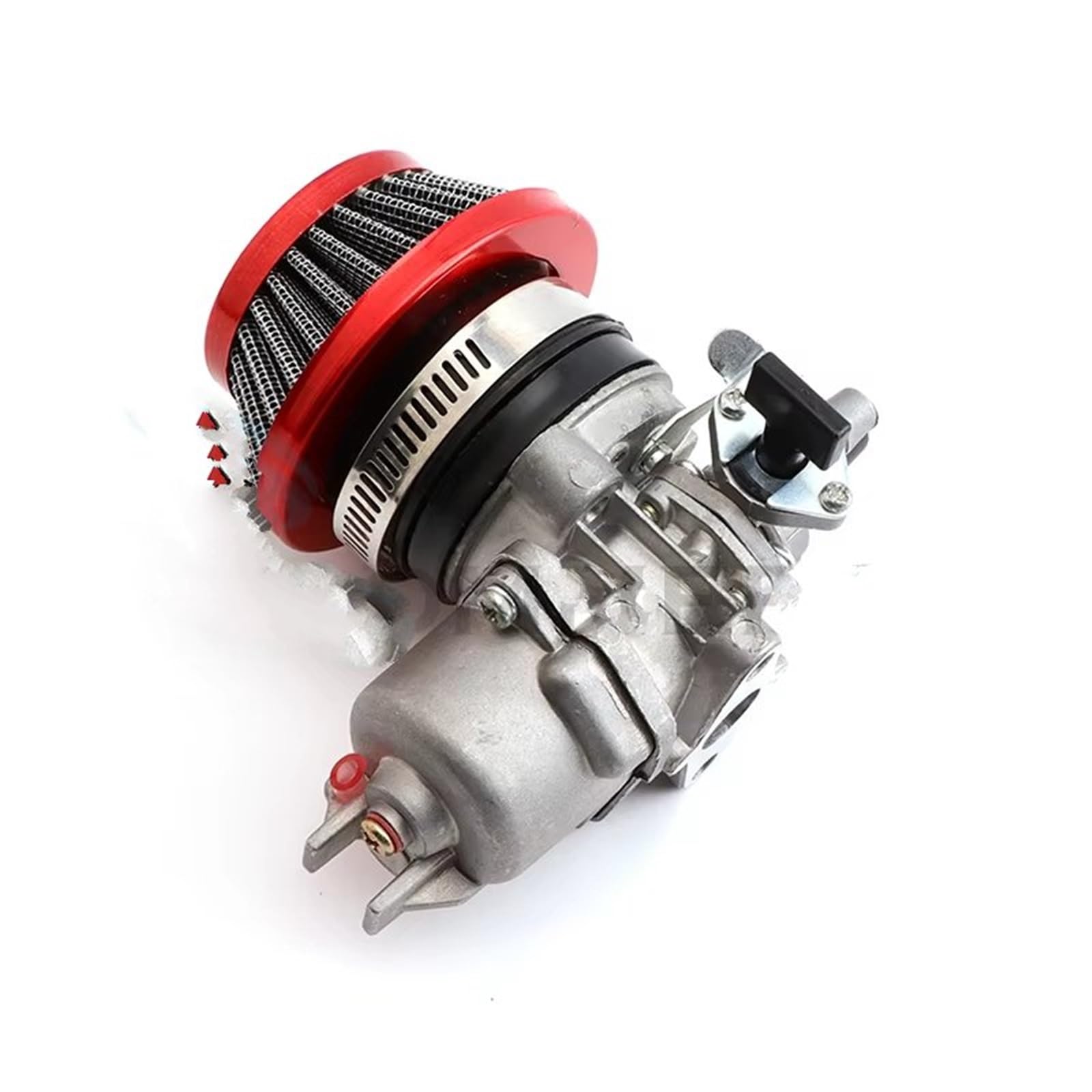 Motor Vergaser Für 2-Takt 47ccm 49ccm Motor Mini Moto Pocket Bike Go Kart Buggy ATV Quad Mit Pod 42mm Luftfilter Vergaser Vergaser Carb(Red Set) von Mingbereit