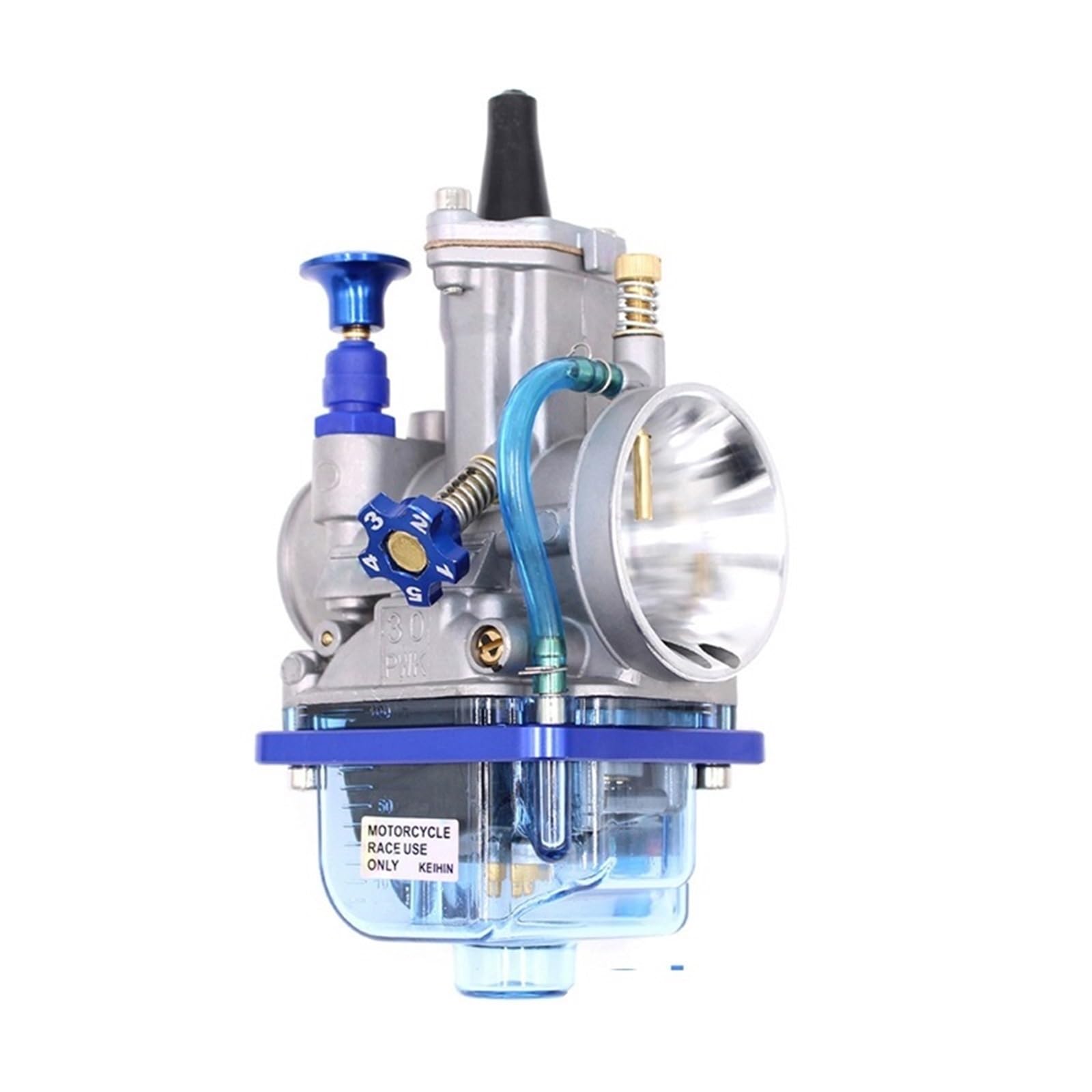 Motor Vergaser Für 50cc-100cc 2T 4T PWK 21mm Uretor Power Jet Motorrad Racing Vergaser Vergaser Carb(Blue with Float Bowl) von Mingbereit