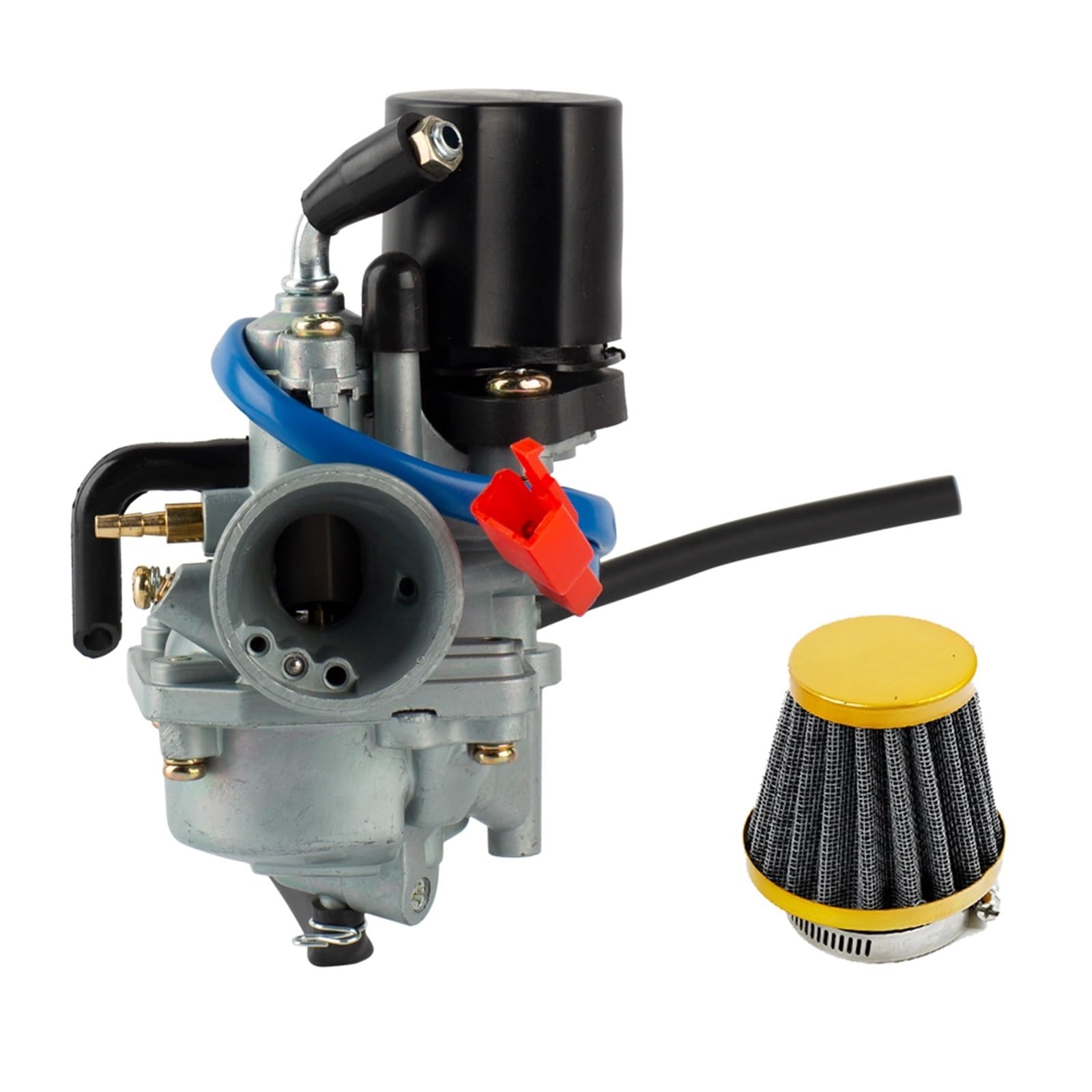 Motor Vergaser Für Für Jog 50cc 90cc Für JOG90 Moped 2 Hub 1E40QMB 1PE40QMB 1E50QMG E-TON Mit Luftfilter Motorrad 19mm Vergaser Vergaser Carb(Yellow Set) von Mingbereit