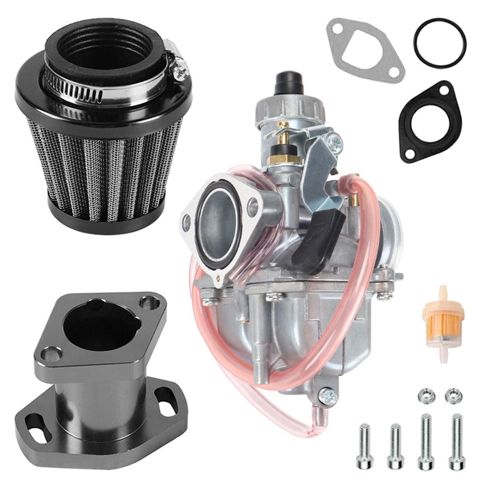 Motor Vergaser Für GX160 Für GX200 Für Predator 212cc 196cc Ansaugrohr Mainfold VM22 26mm Vergaser 38mm Luftfilter Kit Vergaser Carb(Black) von Mingbereit