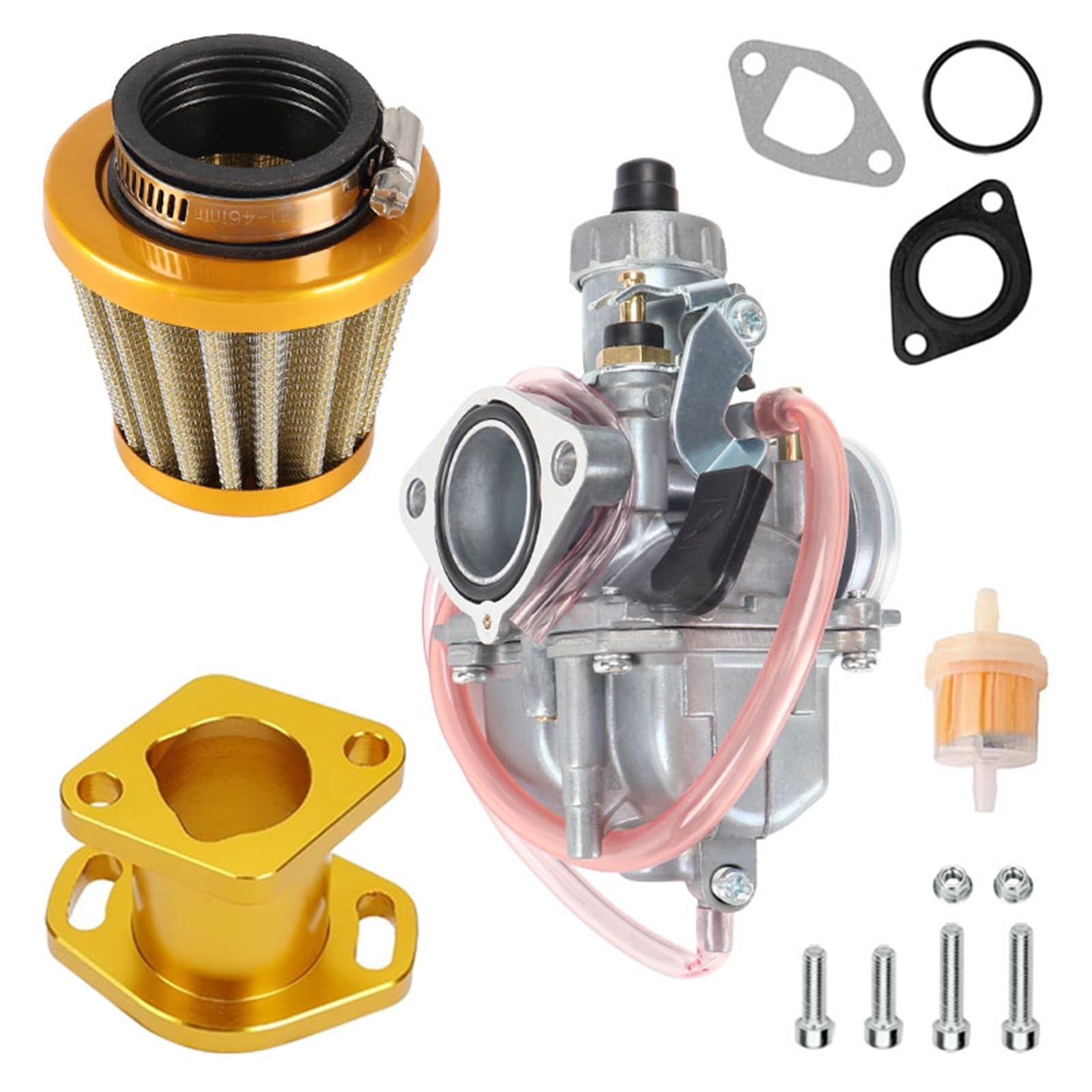 Motor Vergaser Für GX160 Für GX200 Für Predator 212cc 196cc Ansaugrohr Mainfold VM22 26mm Vergaser 38mm Luftfilter Kit Vergaser Carb(Gold) von Mingbereit