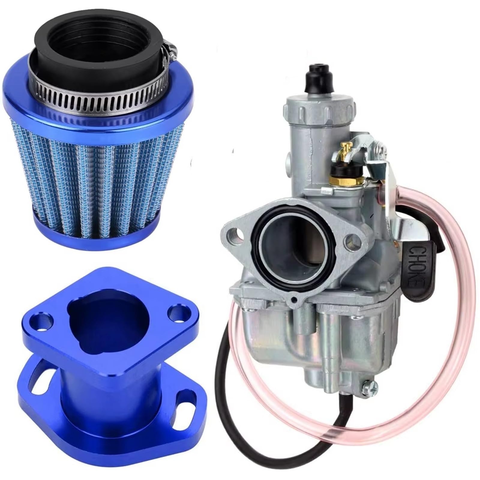 Motor Vergaser Für Predator 212cc Für GX200 196cc Mini Bike Go Kart Mikuni VM22 Luftfilter Mainfold Carb Vergaser Carb(Blue) von Mingbereit