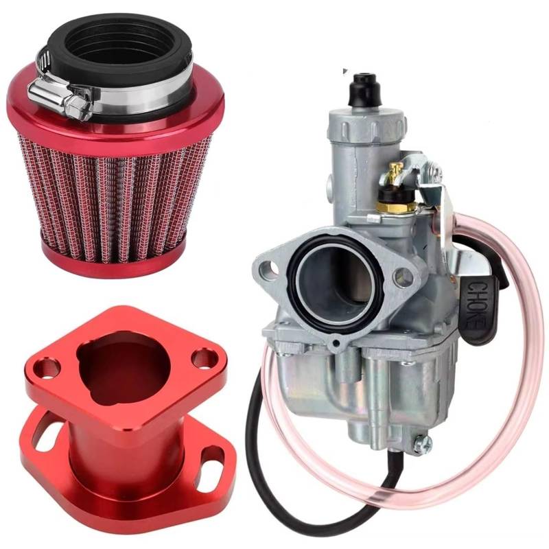 Motor Vergaser Für Predator 212cc Für GX200 196cc Mini Bike Go Kart Mikuni VM22 Luftfilter Mainfold Carb Vergaser Carb(RED) von Mingbereit