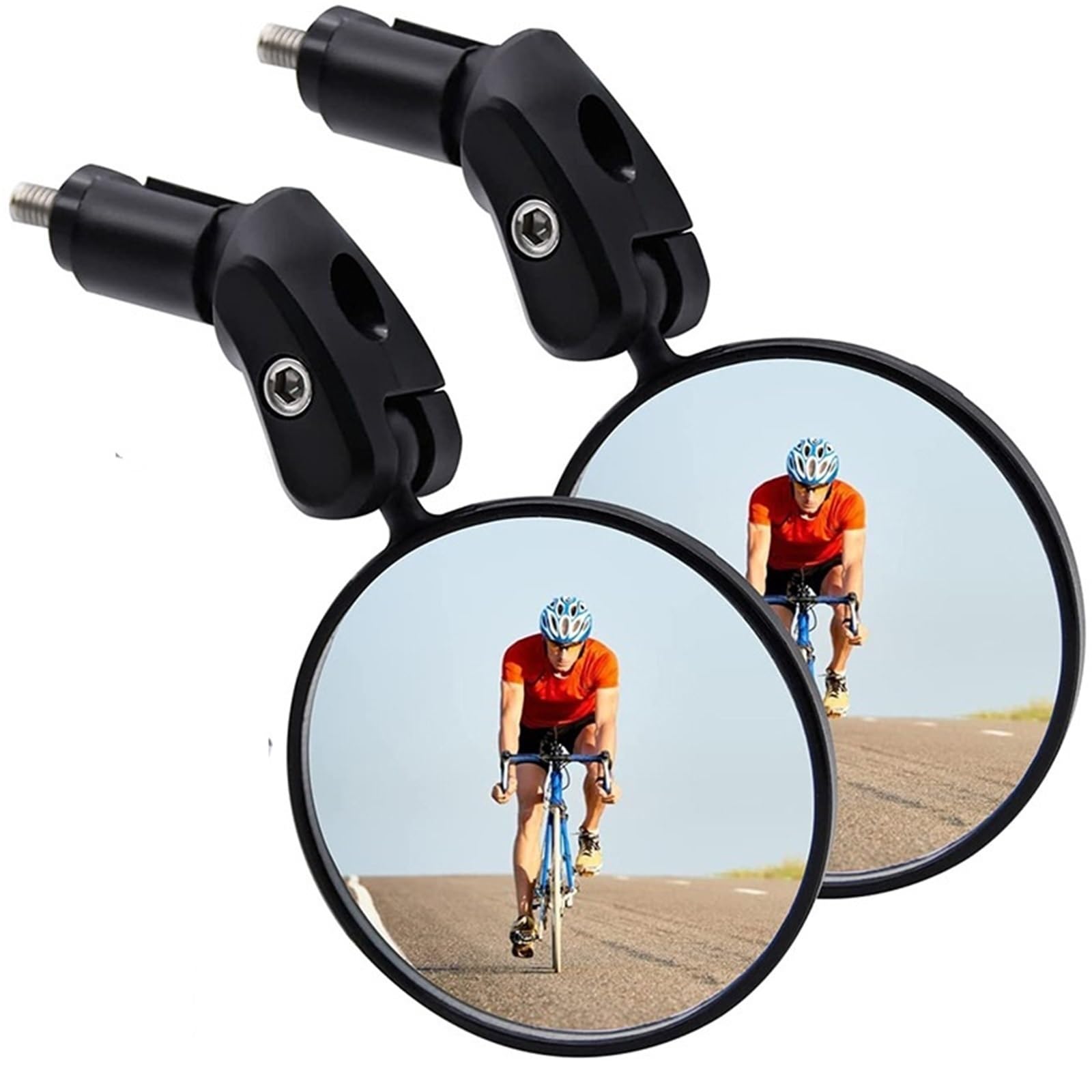 Seitenspiegel 360 Drehbarer Verstellbarer Fahrrad-Rückspiegel Lenkerhalterung Weitwinkel-Konvexspiegel Rückspiegel Motorrad Spiegel(2pcs Round A) von Mingbereit