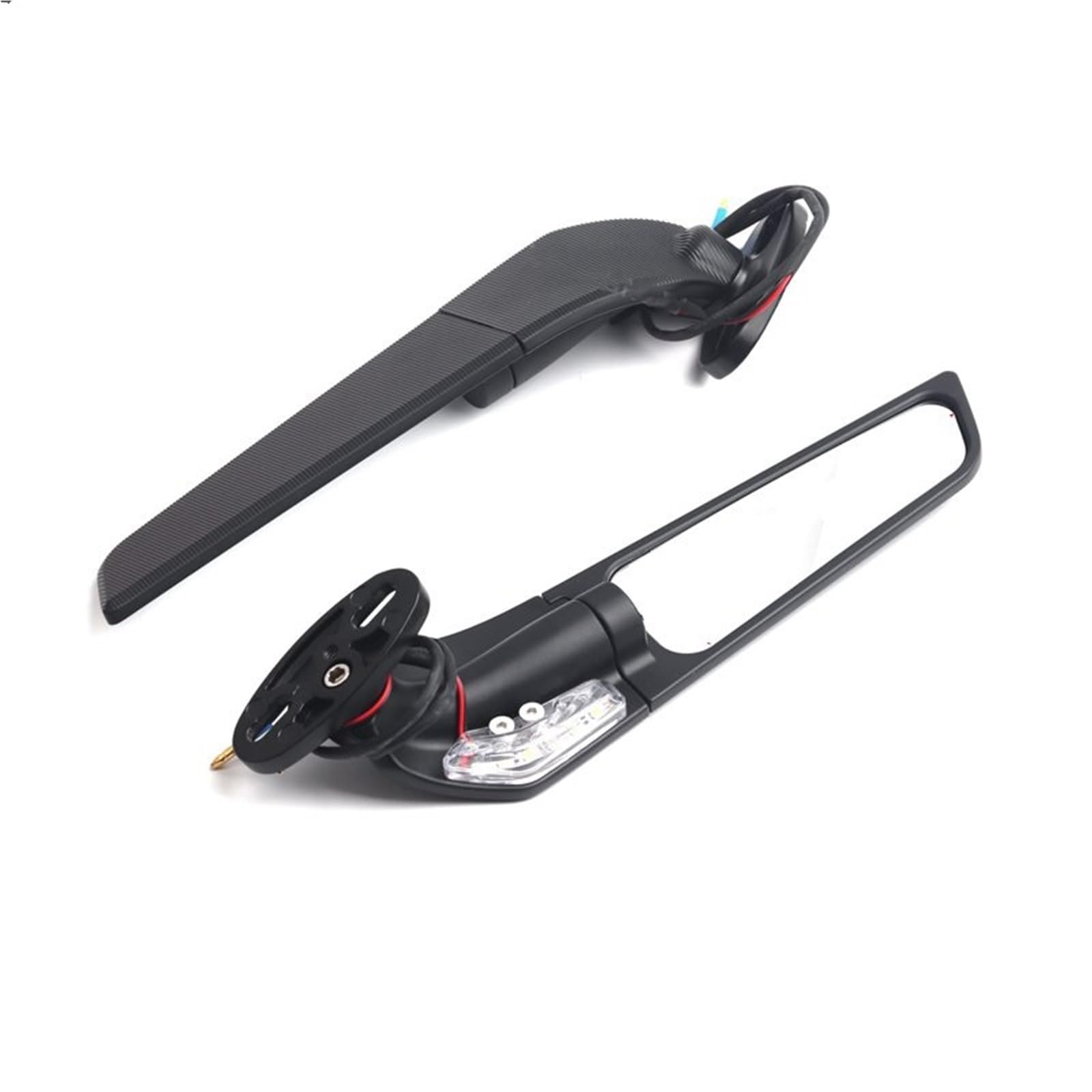 Seitenspiegel Für Für YZF R1 Für R3 Für R125 Für R25 Für R15V3 Für R1S Wind Flügel Seite Spiegel Rotierenden Retrovisor Motorrad Spiegel(L with Light) von Mingbereit