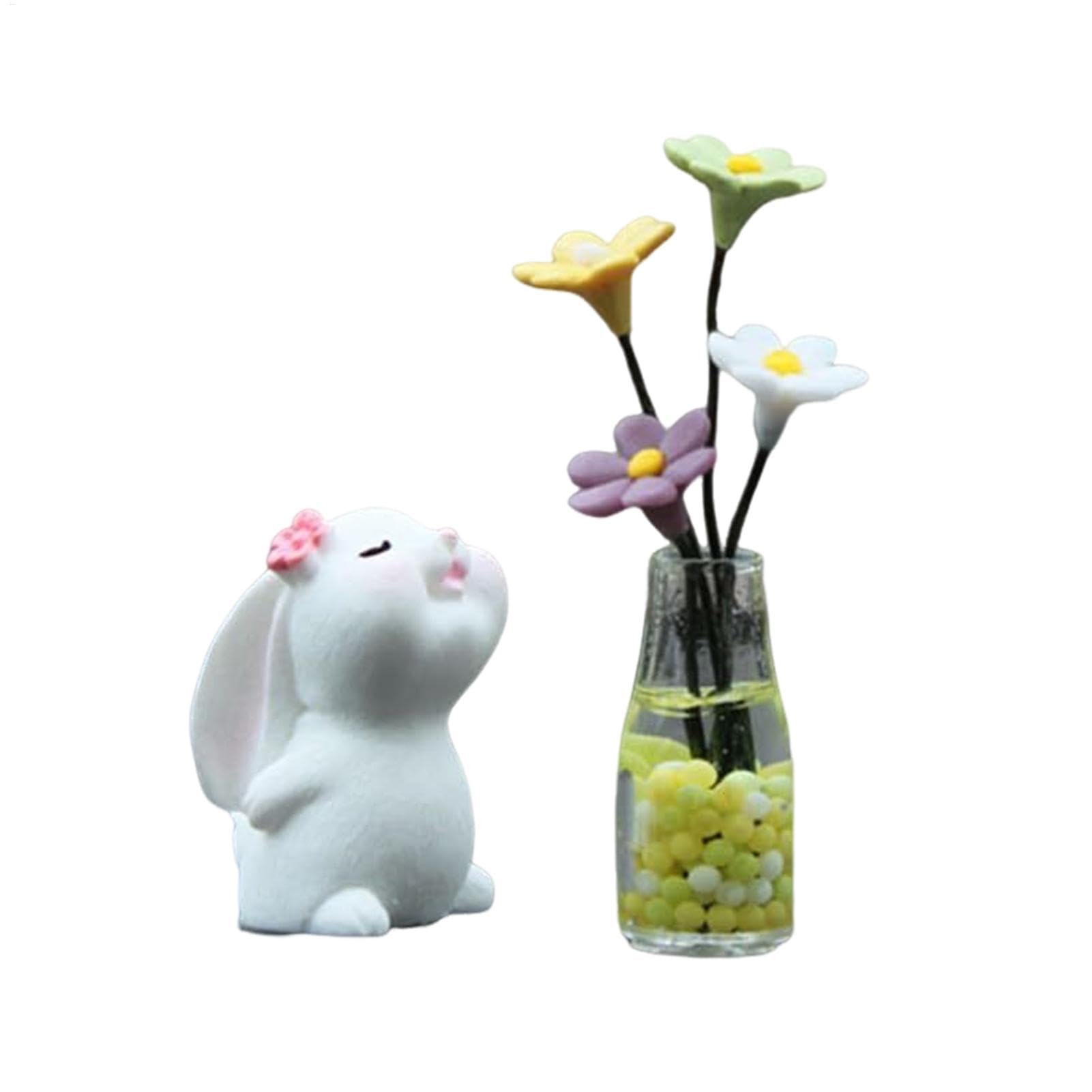 Bunny Auto Deko, Blumenauto Accessoires - Armaturenbrett Dekoration Zubehör, Bunny Und Blumen Vasen Autozubehör Innenraum Deko Für Reisen, Tägliches Leben von Mingchengheng