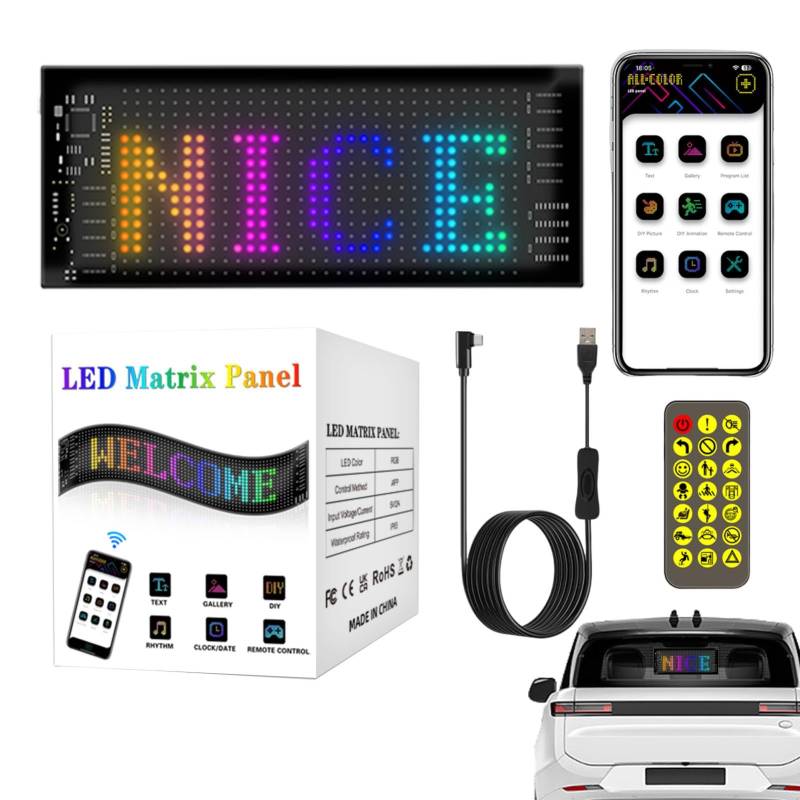 Led Anzeigetafel, Led Anzeige Programmierbar, Led Laufschrift Mit Textmusteranimation, Leuchtreklame Personalisiert, Leuchtschild FüR Auto, LKW, Text, Graffiti von Mingchengheng