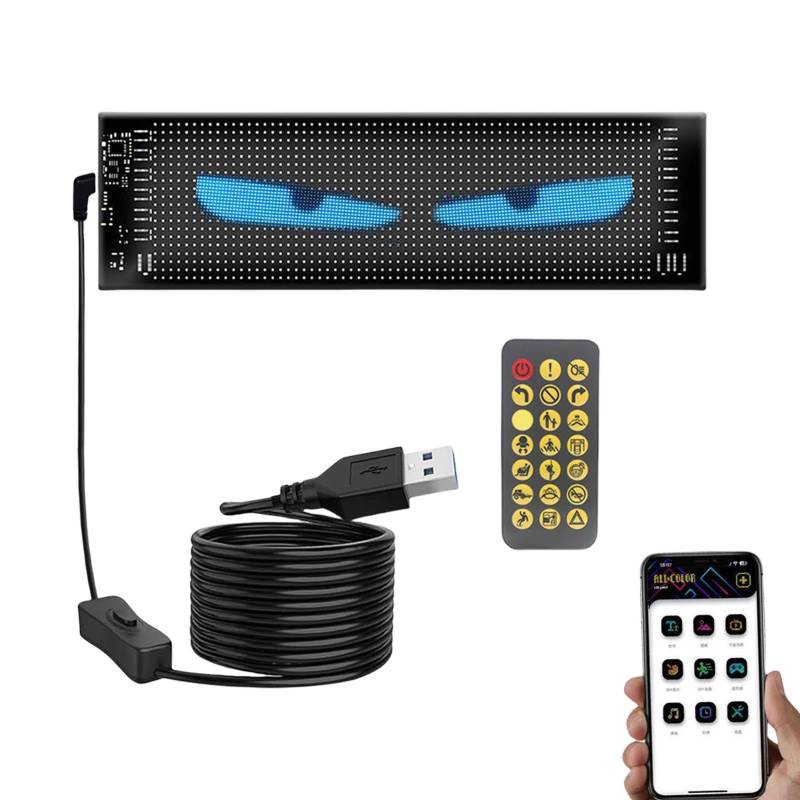 Teufelsaugen-Licht Für Autos,Programmierbares Flex-Auto-LED-Display,RGB Wasserdichtes Teufelsauge,Auto-Scheinwerfer,Flexibler LED-Display,gesteuert Durch Handy,für Auto,LKW,Fenster (10x35cm) von Mingchengheng